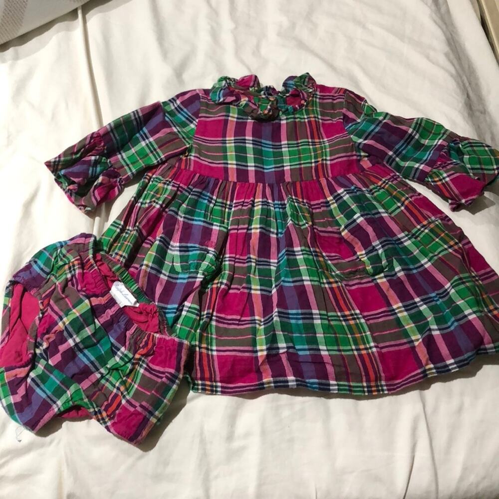 Hot pink plaid 18M dress w/bloomers worn once RL